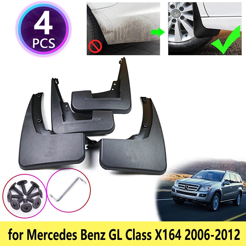 4 Pezzi Per Mercedes Benz Classe Gl X164 2006 ~ 2012 Parafanghi Parafanghi Parafanghi Paraspruzzi Accessori Gl350 Gl450 Gl500