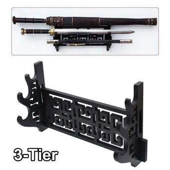 

3 Tier Black Vintage Sword Bracket Wall Mounted Sword Display Stand Rack For Katana Sword Hanger Bracket Home Decorative Crafts