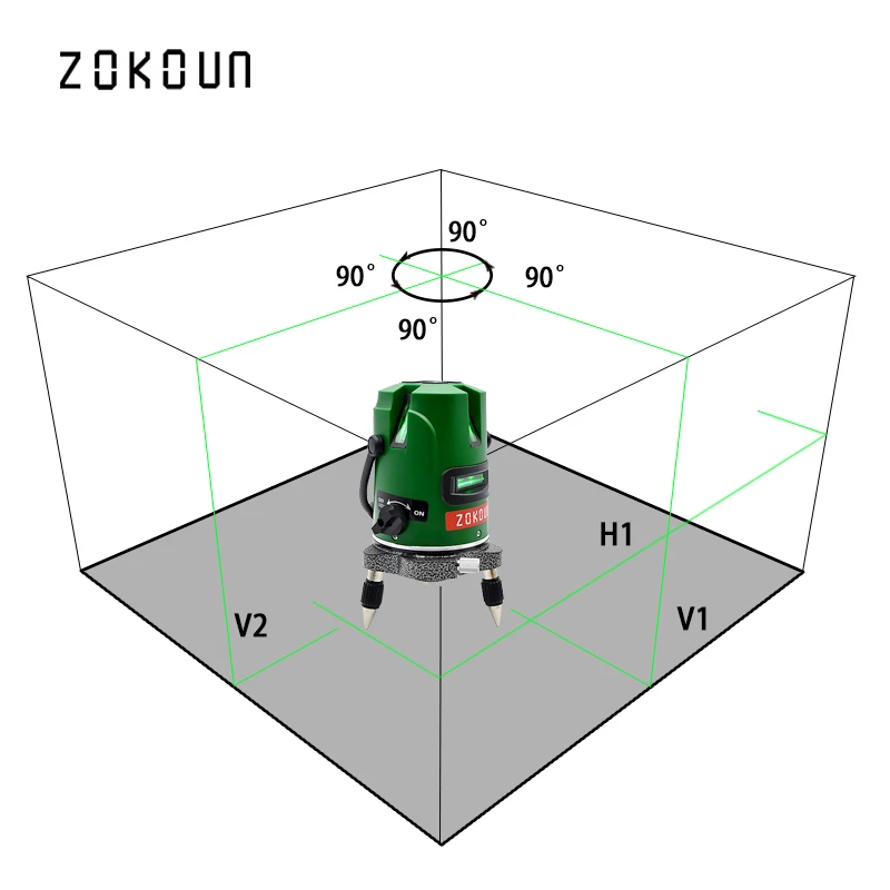 Зеленый лазерный уровень с европейской вилкой, 360 градусов, самонивелирующийся открытый лазерный нивелир, может работать с детектором