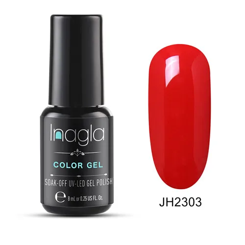 Inagla винно-красный 8 мл Гель-лак УФ светодиодный лак для ногтей для маникюра гель полуперманентный лак гель-Краска Дизайн ногтей инструменты для творчества - Цвет: JH2303