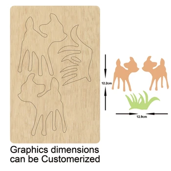 

Two Fawns Eating Grass Wooden Dies For Decorative Scrapbook Card Making Suitable for Common Die Cutting Machines on the Market