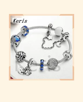 

100% 925 silver sterling winter bracelet stunning set snowflake paving ball cinnamon elegance galaxy chain security charm