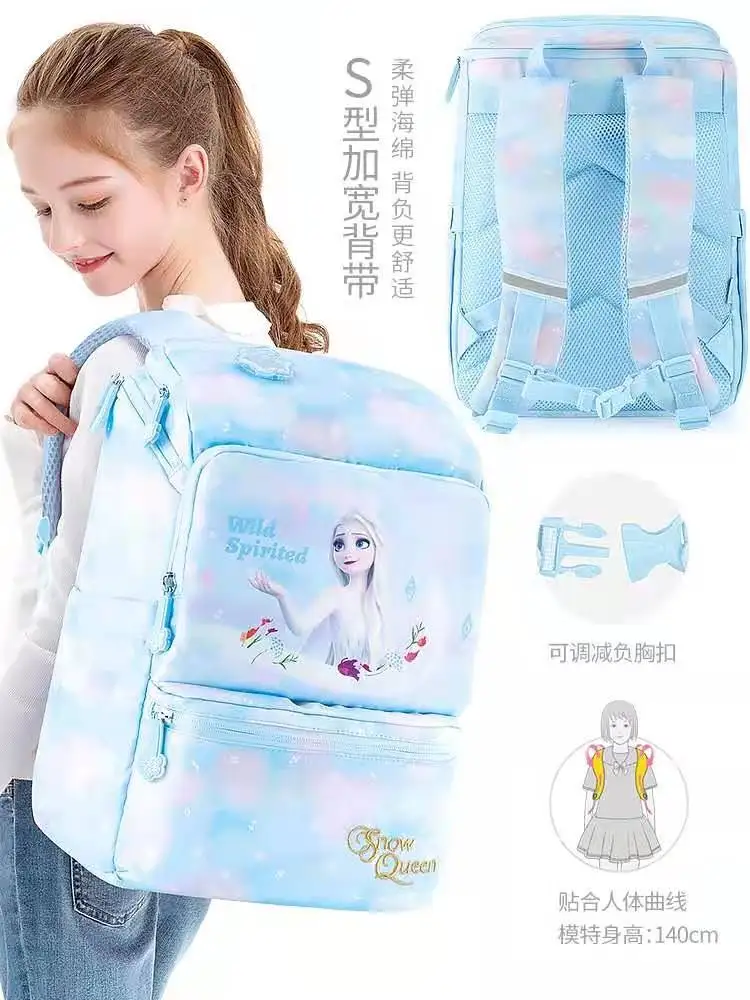 Disney Frozen School Bags For Girls Anna Elsa Olaf Backpack Primary Student Shoulder Orthopedic Bag Teenage Gifts Light Mochilar