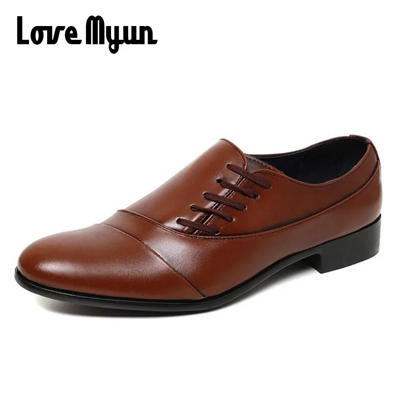

2018 new Cheapest Working Office shoes mens pu leather Oxfords business wedding shoes lace up Pointed toe leather flat AB-22