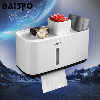 

BAISPO Waterproof Tissue Box Wall-mounted Toilet Paper Dispenser Home Portable Toilet Paper Holder Bathroom Accessories