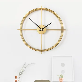 

Light Luxury Hanging Clock European-Style Fashion Home Wall Clock round Art Metal Iron Decorative Clock