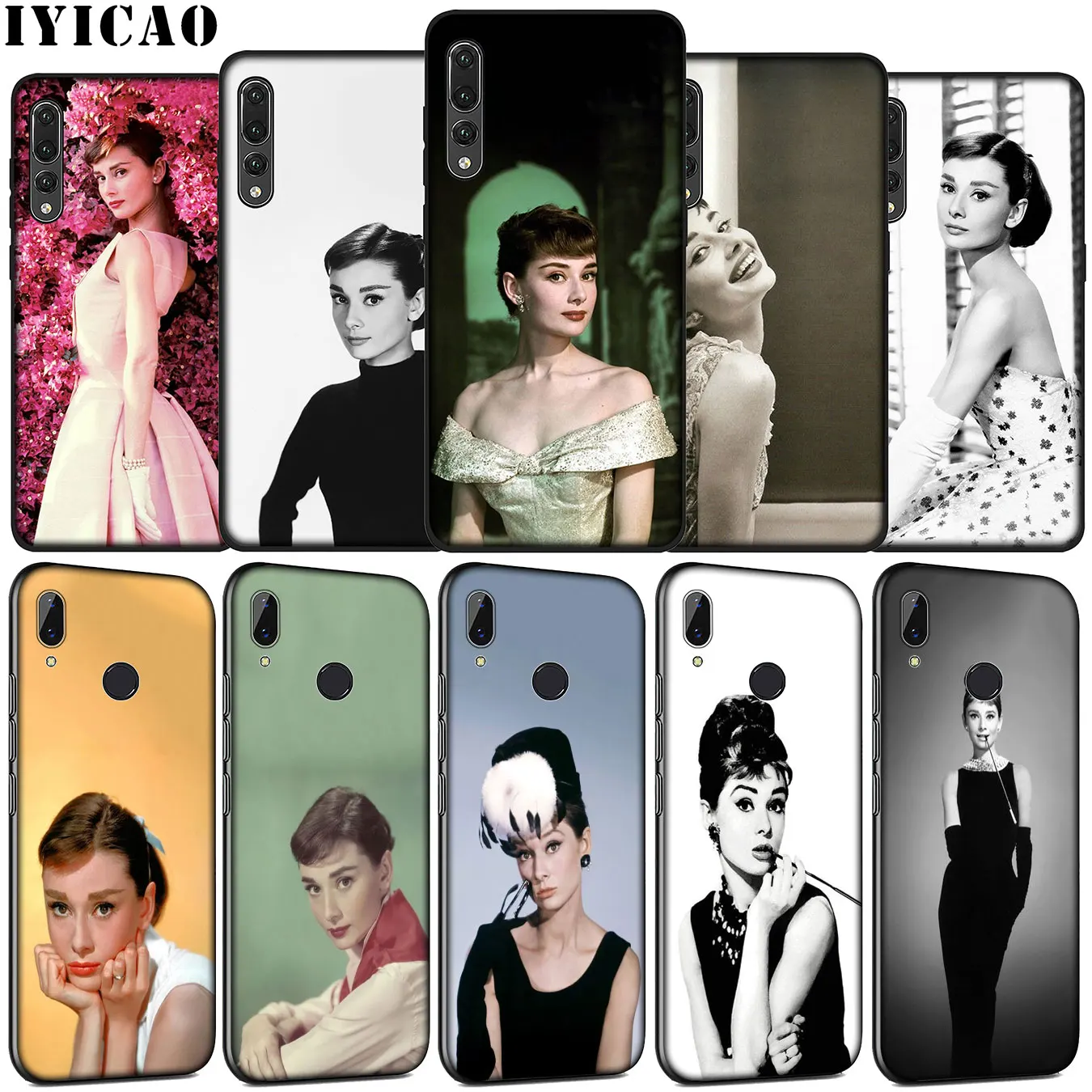 Мягкий силиконовый чехол IYICAO Одри Хепберн для Huawei P30 P20 Pro P10 P9 Lite Mini 2017 2016 черный P