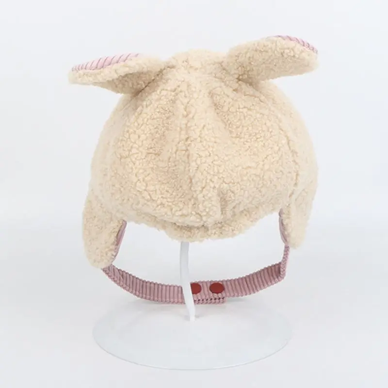 Cute Winter Children Rabbit Ears Hats Plush Earmuffs Baseball Cap Outdoor Windproof Warm Cartoon Simple Baby Kids Boy Girl Hats