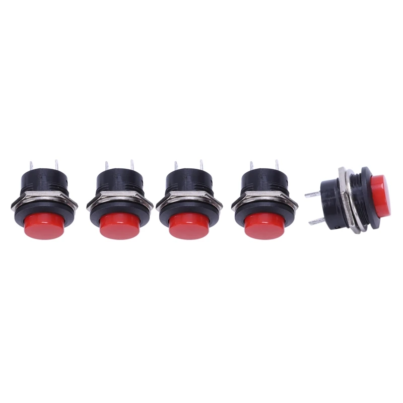 

5 x Momentary SPST NO Red Round Cap Push Button Switch AC 6A/125V 3A/250V