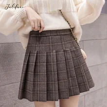 Весенняя модная плиссированная юбка для женщин, школьная мини юбка, элегантная клетчатая юбка с высокой талией, короткая юбка, Повседневная Новинка