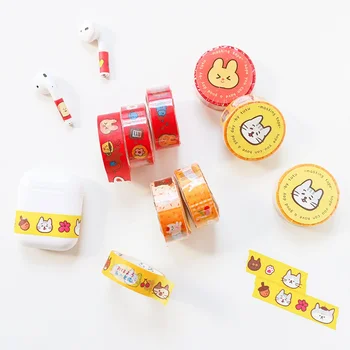 

6pcs Etude Series Washi Tape Set 15mm Cartoon Animal Party Bear Cat Bird Adhesive Masking Tapes Decoration Stickers Diary F423