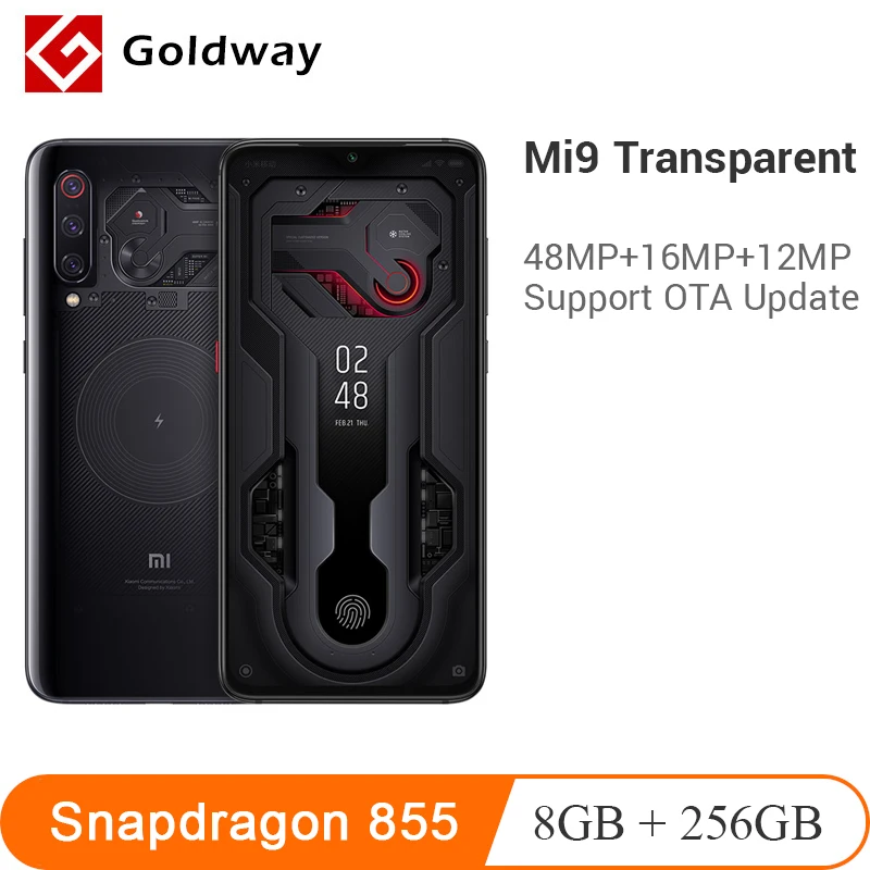 Xiaomi mi 9 прозрачный 8 ГБ ОЗУ 256 Гб ПЗУ Смартфон Snapdragon 855 6 39 &quot48MP + 12MP 16MP Тройная задняя