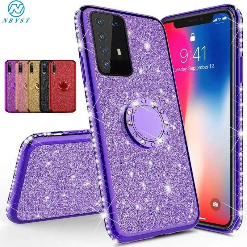 Диаманта Bling Блеск мягкий силиконовый чехол для Huawei P40 Lite E P20 P30 новое издание P Smart Z