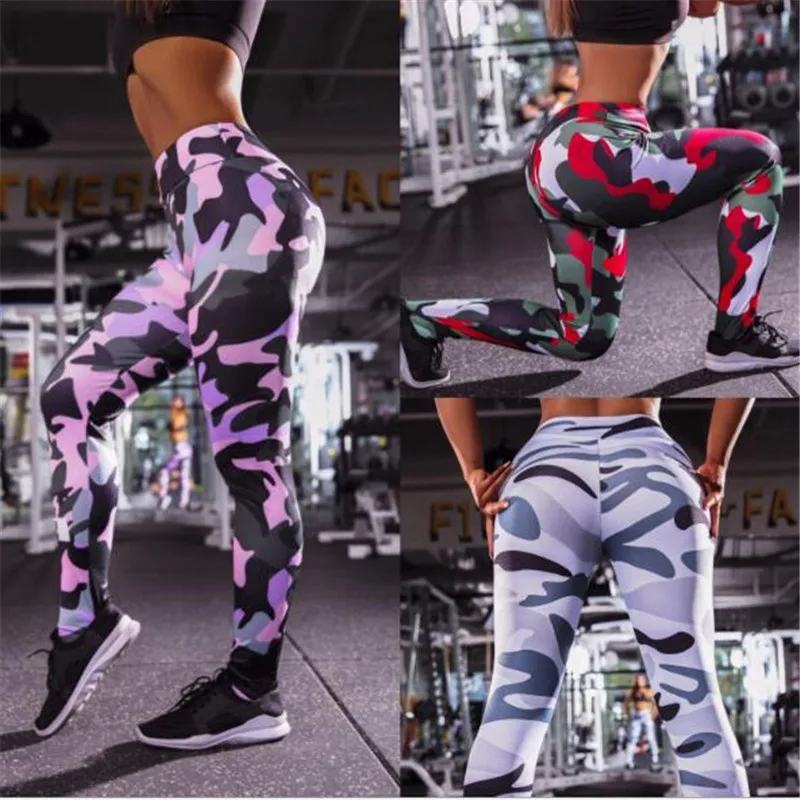 New Workout Leggings For Women High Waist Push Up Legging Camouflage Printed Female Fitness Pants Casual Trousers