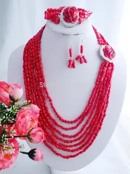 

free shipping !!! New African Coral Beads Jewelry Set Fit Wedding Party