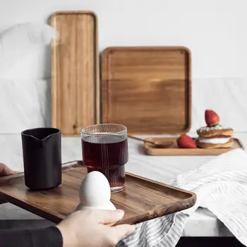 

Wood Tray Square Rectangle Dessert Serving Bread Heat Resistant Home Tea Coffee Cup Pad