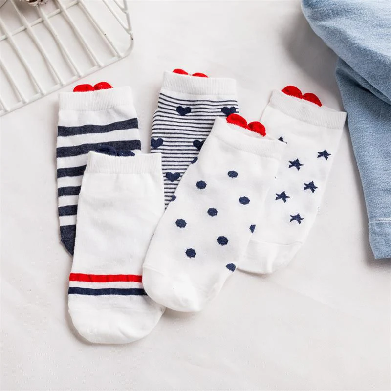 5 пар, Новое поступление, женские хлопковые носки, розовые милые короткие носки до лодыжки с котом, женские носки, повседневные носки с ушками животных, красные носки для девочек