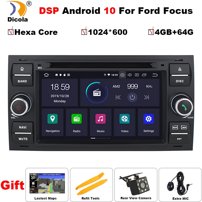 Автомобильный DVD-плеер IPS PX6 DSP Android 10 GPS для Ford Mondeo S-max Focus C-MAX Galaxy Fiesta transit Fusion Connect kuga