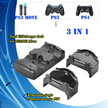 

5 In 1 Charger Charging Dock Station For Sony Play Station 4 PS4/ Pro/ Slim/PS3/ PS3 Move Wireless Controller Accessories