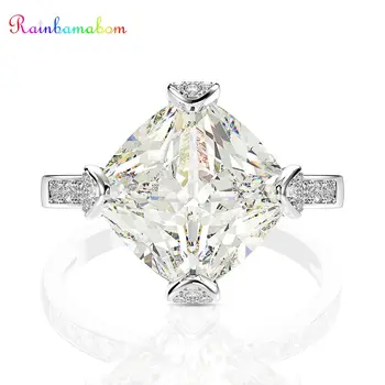 

Rainbamabom Classic 925 Sterling Silver Created Moissanite Gemstone Wedding Engagement Diamonds Ring Fine Jewelry Gift Wholesale