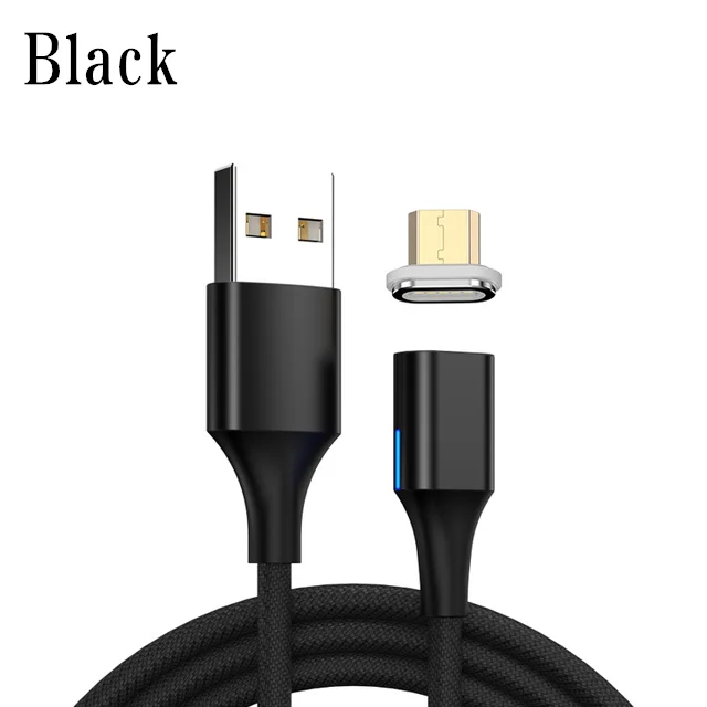 1 м Магнитный кабель Micro usb type-C кабель для iPhone 7 8 samsung Redmi Быстрая зарядка Магнитный зарядный шнур USB кабели для передачи данных - Цвет: Black