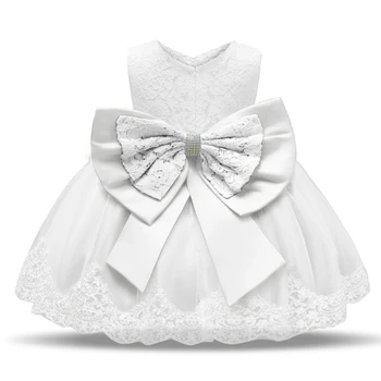 

Cotton Lace Net Bow Princess Dress Baby Birthday Party Costume Newborn Christmas Elegant Dress Girl New Year Holiday Clothing