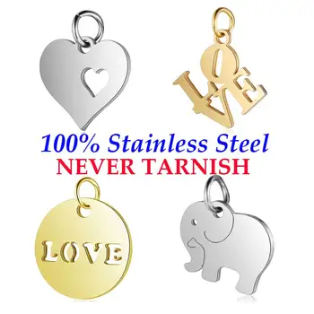 

5 Pieces Hollow Love Heart Star Elephant Charm Wholesale 100% Stainless Steel Real 316 Steel DIY Charms AAAAA Quality Pendants