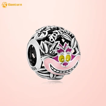 

Danturn 925 Sterling Silver Bead Alice‘ Wonderland Cheshire Cat Charm fit Original European Bracelets Women Jewelry Making Gift