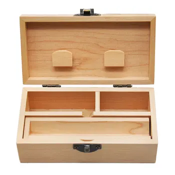 

136mm Wooden Storage Container Box with Cigarette Tray Natural Handmade Stash Box for Tobacco Herb Paper Smoking Pipe Supplies