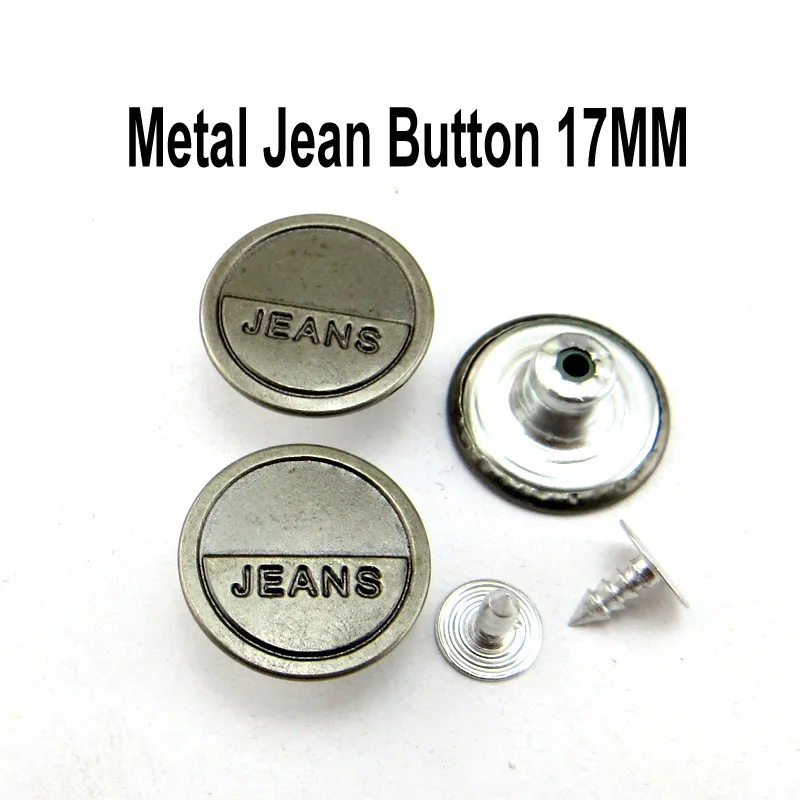 50PCS Metal Jeans Gun Black Word Button 17MM Decoration Clothes Accessory Garment Trousers Buttons Fit MJB-367 | Дом и сад
