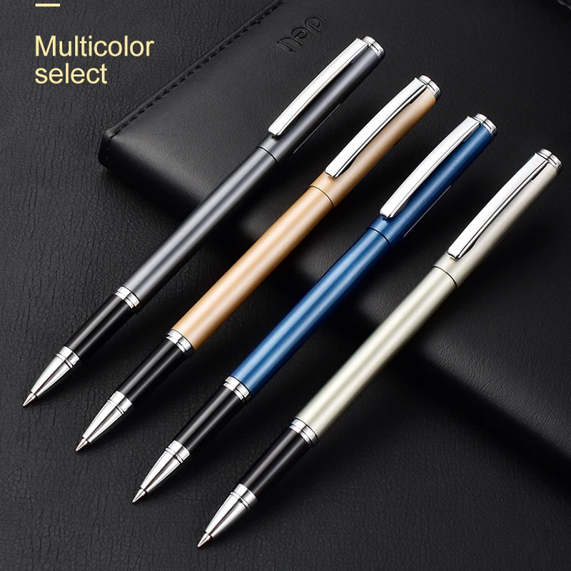 Deli Metal Sign Pen 0.5mm Gel Smooth Writing Pens Bullet Fine Tip Black Blue ink Refills Business Office School Gift 2