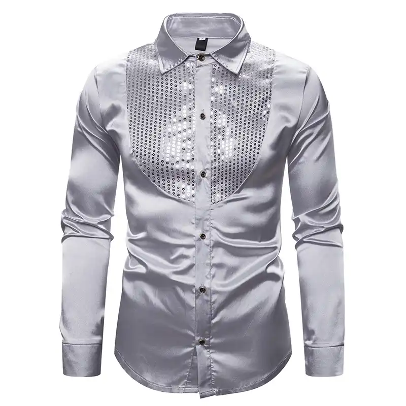 Silver dress shirt mens Clearance