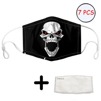 

THIKIN Skull Print Men/kids Mouth Masks Children Reusable Breathbale Face Mask with Activated Carbon Filter Anti Dust Pollution