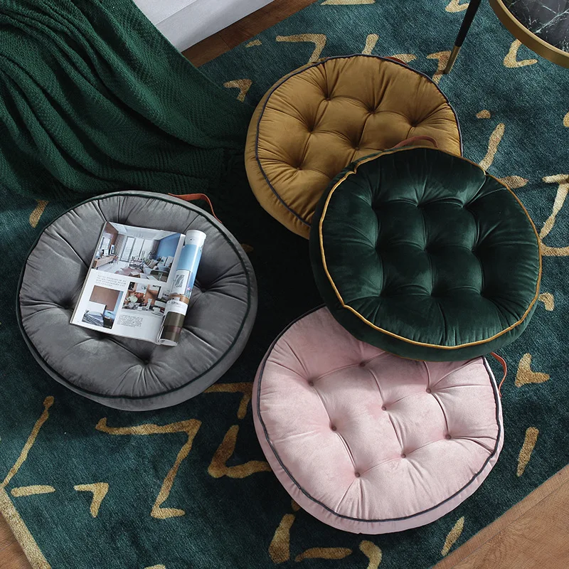 Портативные бархатные однотонные мягкие подушки для стула Futon круглая подушка