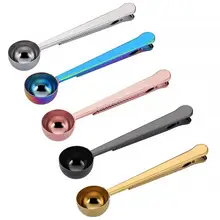 Многофункциональный кофе из нержавеющей стали Совок с зажимом кофе чай мерный совок чашки заземления кофе мерный Совок Ложка Многофункциональный кофе из нержавеющей стали Совок с зажимом кофе чай мерный совок чашки заземления кофе мерный Совок Ложка