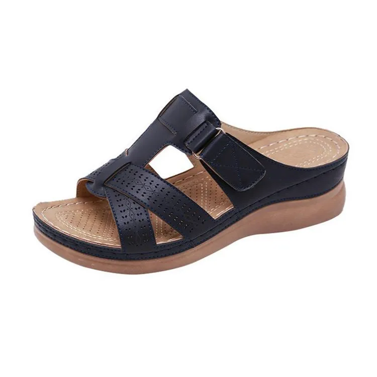 

JODIMITTY 2020 Comfortable Sandals Female Car Line Wear-resistant Anti-slip Large Size Retro Wedge With Thick Bottom New Summer
