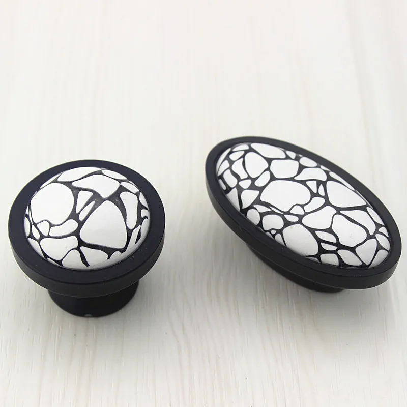 Cabinet Door Handle and Knob Drawer Pulls Closet Pen Ceramic Cupboard Pull Furniture Grip Black Marble Crack|Ручки шкафа| |