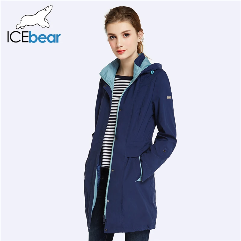 Vente ICEbear 2019 femmes manteau de haute qualité automne longue Trench manteau pour femmes coupe vent chapeau détachable 17G116D