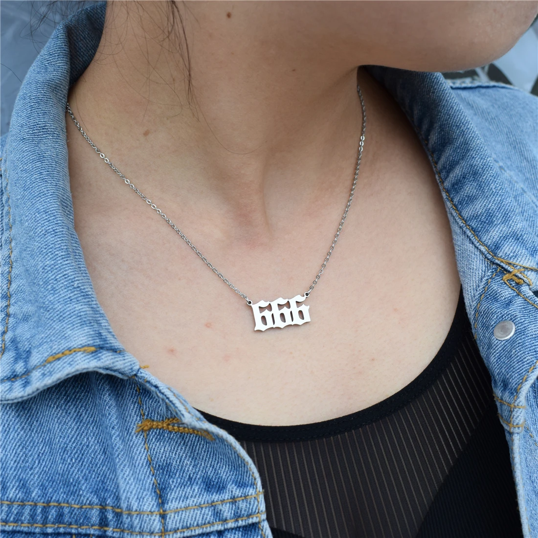 666 Necklace Stainless Steel Angel 