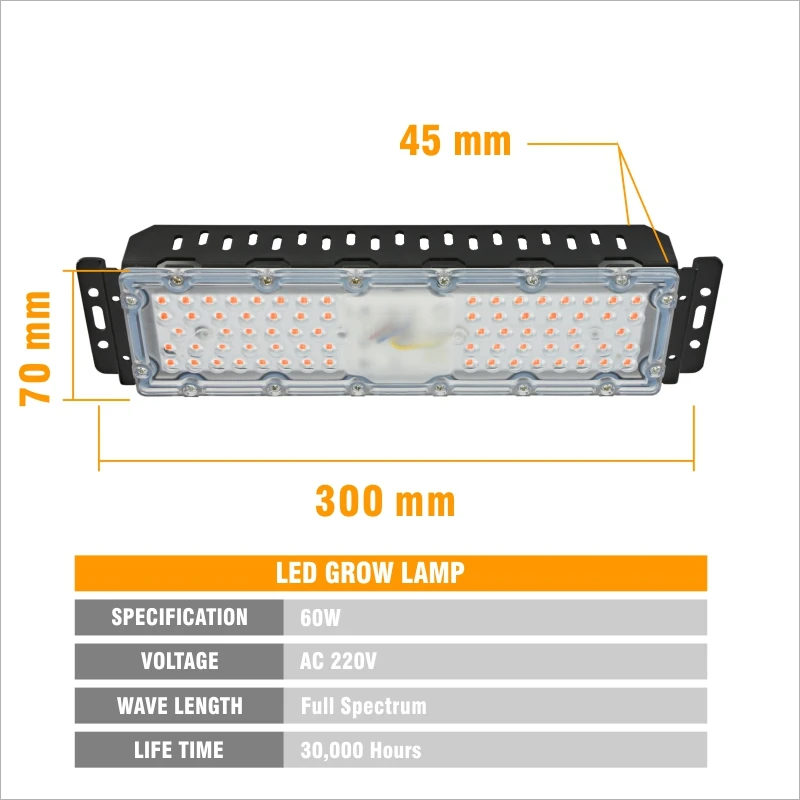Warmhouse светодиодный светильник для растений полный спектр 220 в 60 Вт SMD2835 чип Фито светильник для растений посев цветов светильник для выращивания с подвесным комплектом