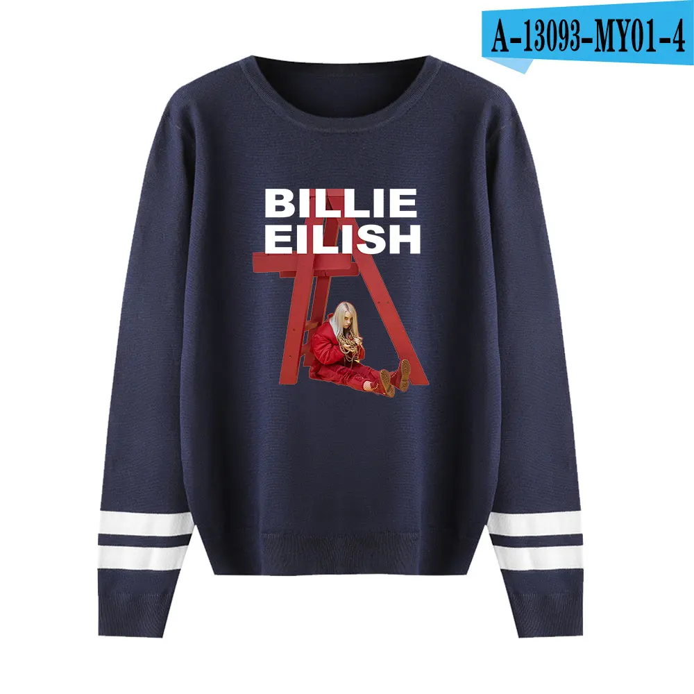 As picture Модные мужские и женские вязаные свитера Billie Eilish весна осень хип хоп свитера пуловеры мужские женские повседневные черные топы - Цвет: As picture