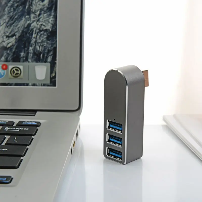 Алюминиевый сплав мини 3 порта USB 3,0 концентратор поворотный USB разветвитель адаптер для ПК ноутбука