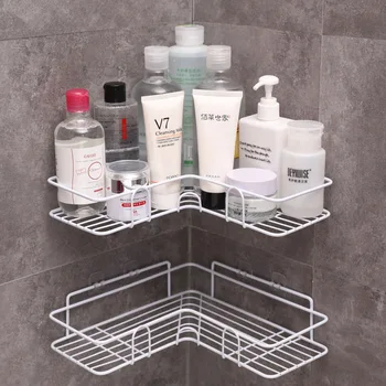 

Bathroom kitchen Punch Corner Frame Shower Shelf Wrought Iron Shampoo Storage Rack Holder with Suction Cup bathroom accessories