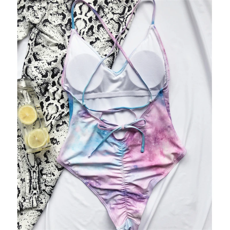 GNIM One Piece Bikini Swimwear Women 2020 Summer Cow Print Swimsuit Beachwear Sexy High Cut Backless Swimming Suit For Women New