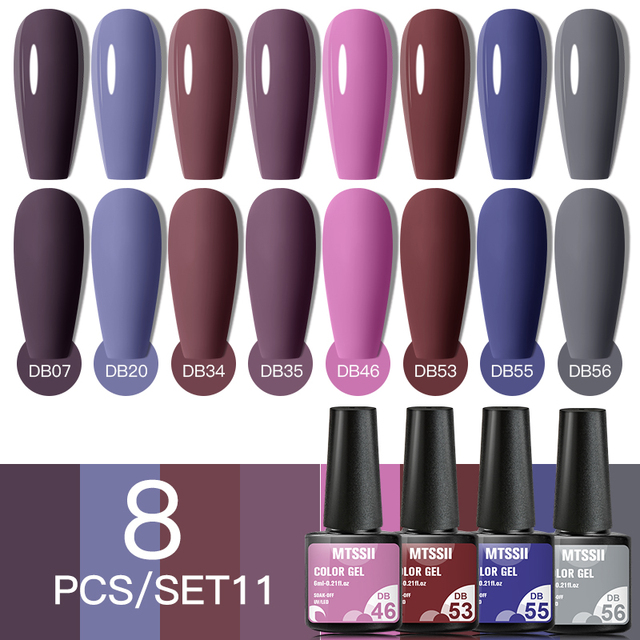 8pcs/set Nail Gel Polish Nail Color Glitter Sequins Matte Effect Long Lasting Base Top Coat Nail Art Design Hybrid Gel