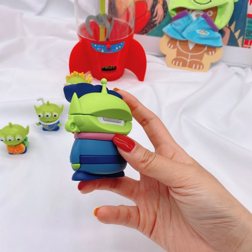 3D мультфильм милый Инопланетянин маленькие зеленые мужские наушники Мягкий силиконовый чехол для AirPods 1 2 Bluetooth гарнитура Защитная крышка с крючком