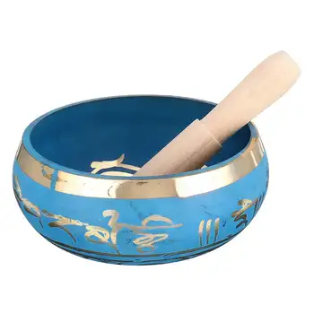 

Nepal Tibetan Singing Bowl With Traditional Design Tibetan Buddhist Prayer Flag Buddha Tibet Copper Handmade Music Bowl Blue