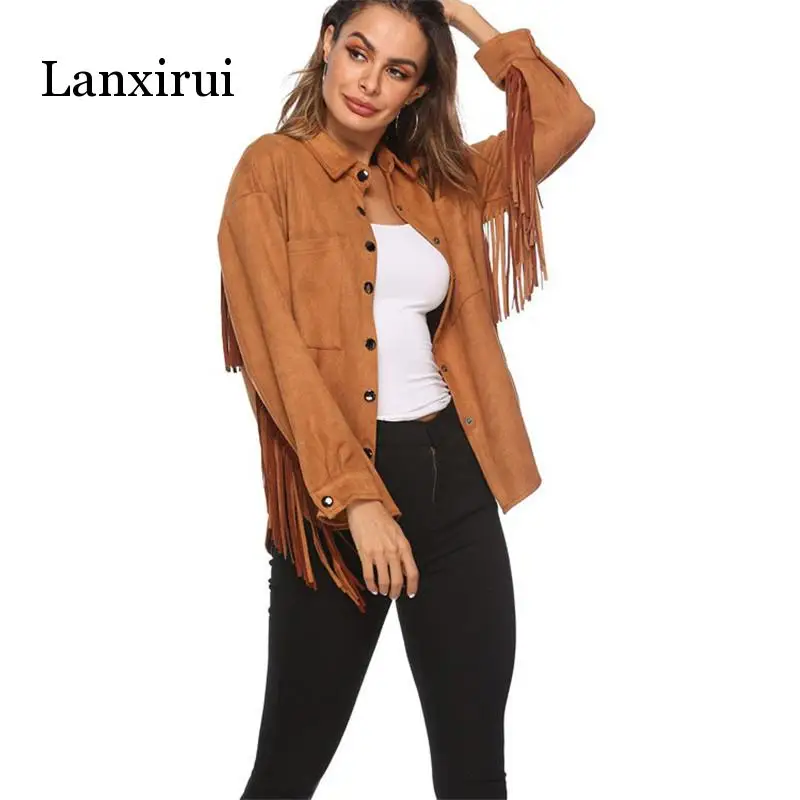 wonderful New Fringed long sleeve cashmere jacket spring summer women Plus Overcoat Outwear Fashion Female Wa