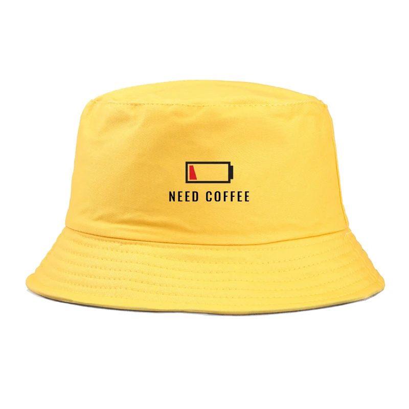 Need coffee Панама Повседневная модная хлопковая шапка для рыбаков для девочек и мальчиков рыболовные охотничьи шляпы для путешествий Защита от солнца для женщин и мужчин унисекс - Цвет: yellow