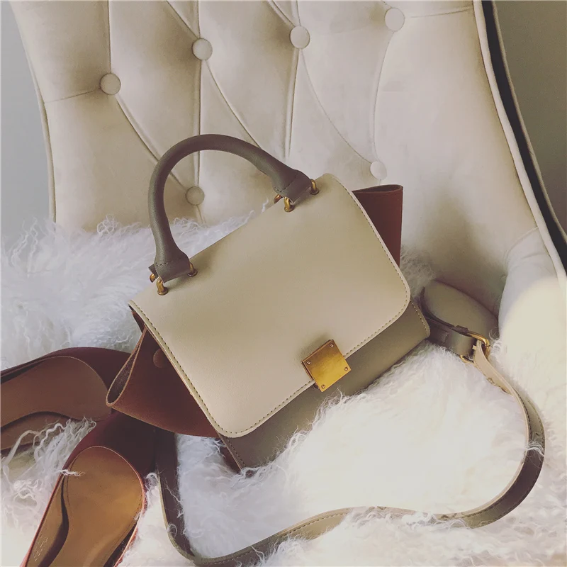 

2019 Fashionable European and American Clashing Colors Lock The Wing Handbag Temperament Is Versatile with A Single Shoulder Bag